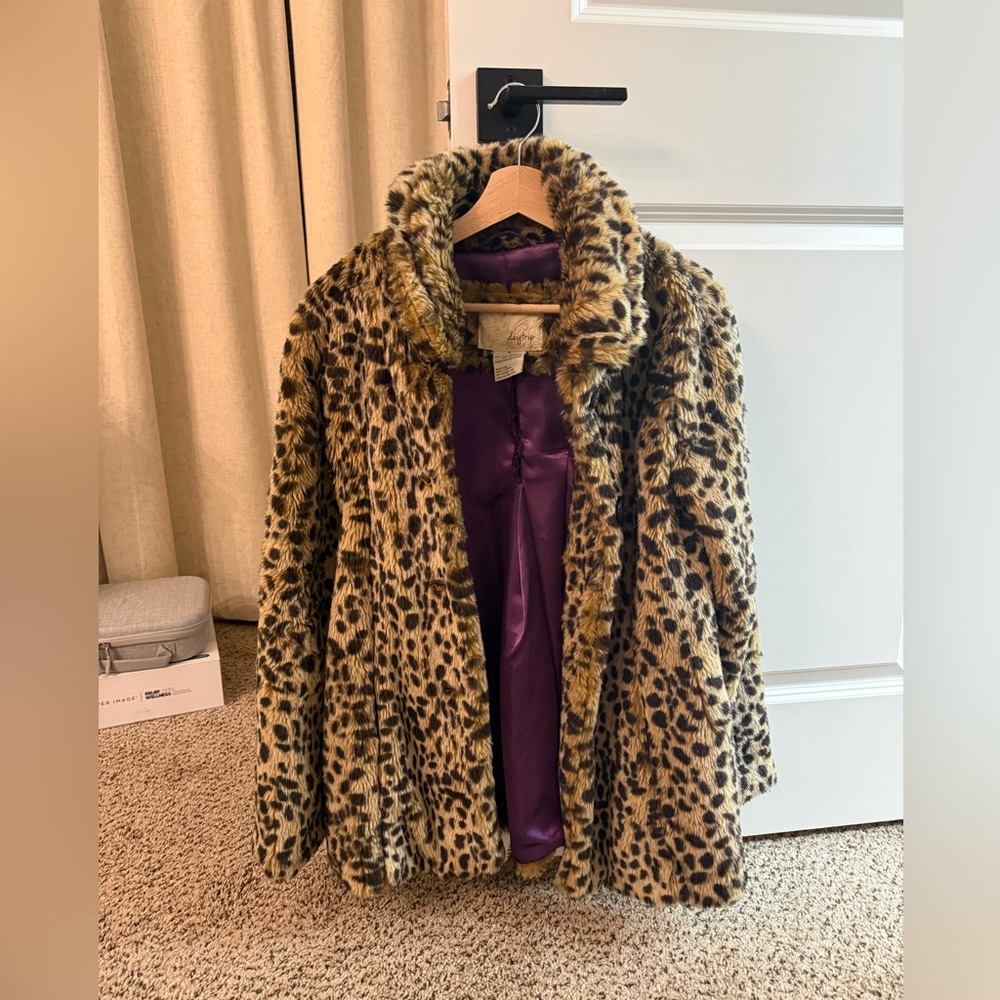 Leopard Print Faux Fur Coat